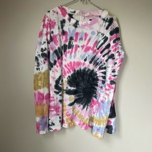 Free people we the free cosmic tee tie dye swing long sleeve top s